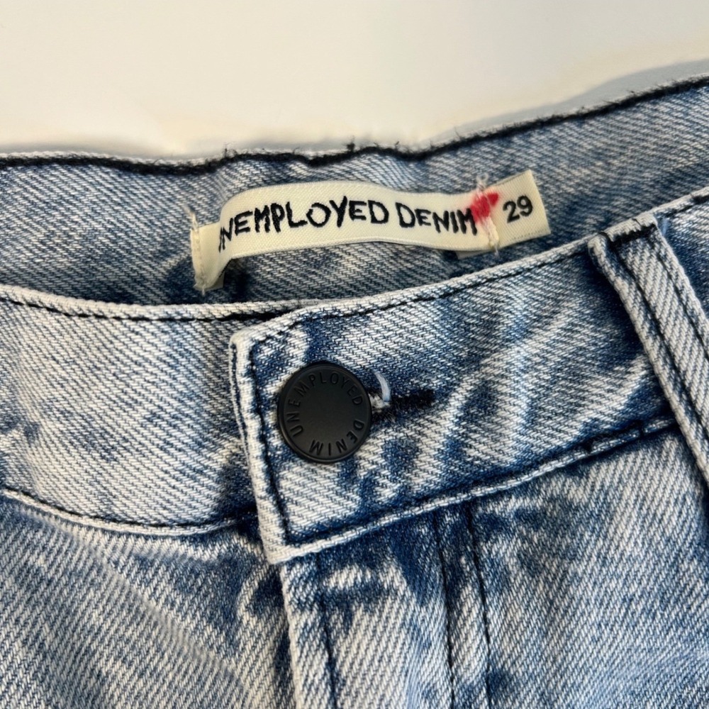 NWT unemployed Denim size 29 women's high rise acid washed heart patch jeans - Picture 4 of 10